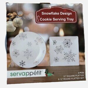 NEW IN BOX SERVAPPIT Snowflake Design Set of 2 Serving Trays